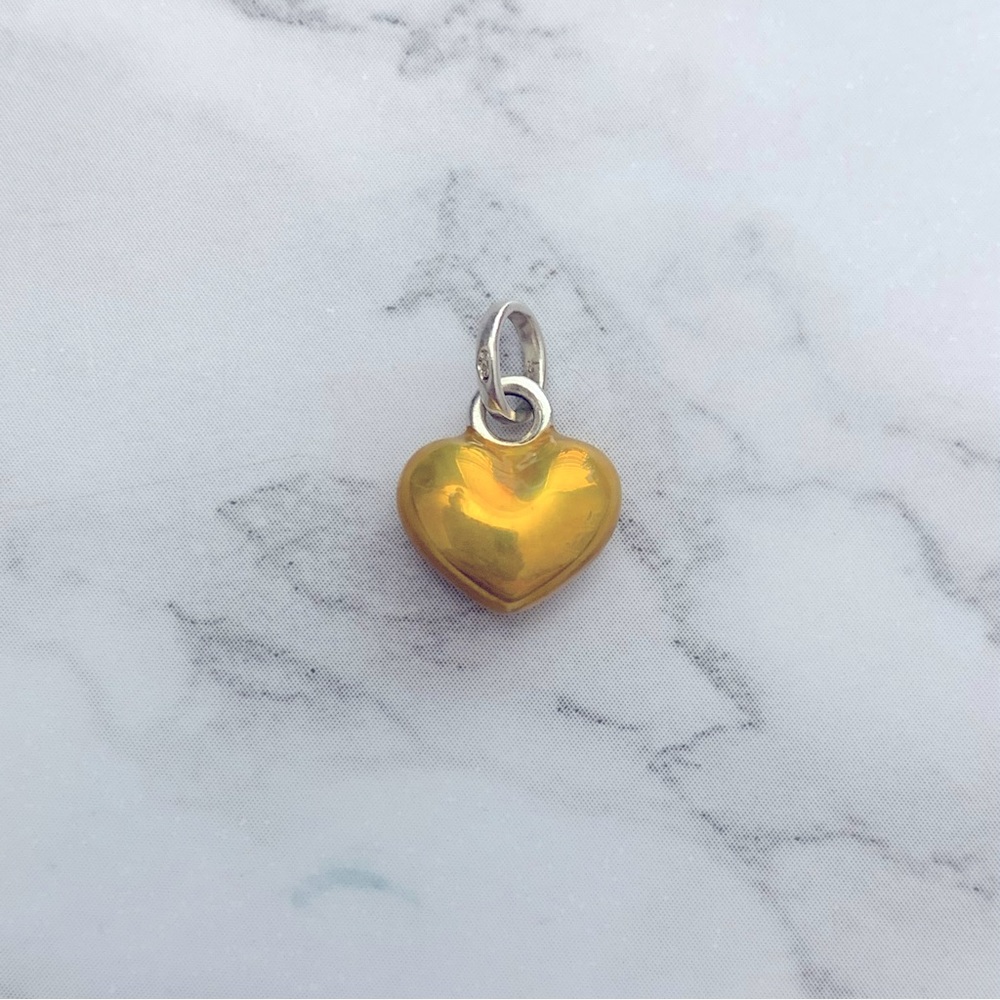 EUC Links of London sterling silver yellow enamel heart charm